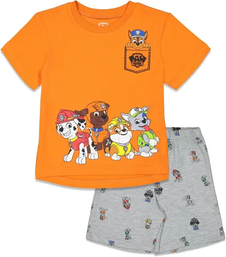 Nickelodeon Paw Patrol - Conjunto de camiseta sin botones y pantalones cortos de felpa francesa, tallas de bebé a niño grande (12 meses - 10-12)