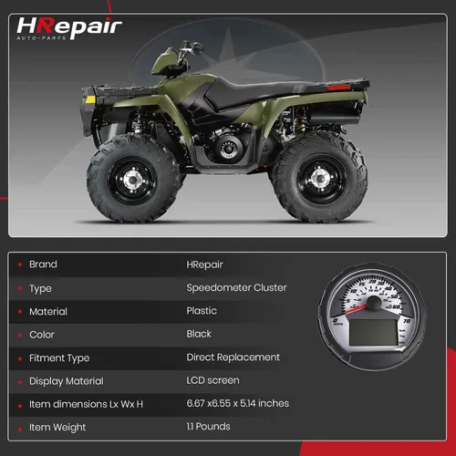 Miniatura 7 de Clúster de medidor de velocímetro ATV compatible con Polaris Sportsman 2004-2012 400 450 500 700 800 Reemplazo del conjunto del velocímetro OEM #