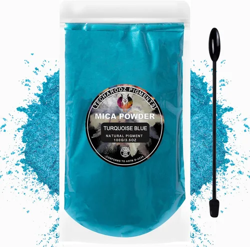 Miniatura 19 de Polvo de mica verde malaquita para resina epoxi, 3.5 onzas, bolsa sellada, pigmento en polvo de 2 tonos para brillo de labios, uñas, colorante