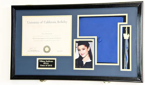Miniatura 32 de Marco de diploma de graduación personalizado con borla, tapa de fotos grabado, vitrina para certificado de 11 x 8.5 pulgadas con colores Acabado