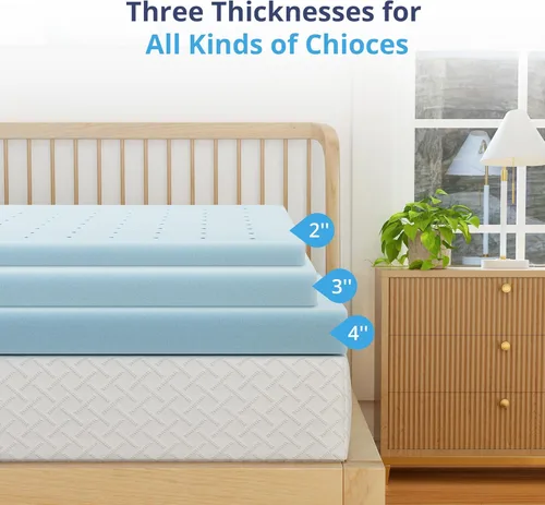 Miniatura 5 de EGOHOME - Cubrecolchón de espuma viscoelástica Queen de 4 pulgadas, con gel refrescante y almohadilla para aliviar la presión en una caja, artículos
