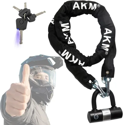 Miniatura 13 de AKM Candado de cadena para bicicleta de 47.2 in/4 pies, resistente, duradero, 0.472 in de grosor, antirrobo, cadena de bicicleta con 4 teclas
