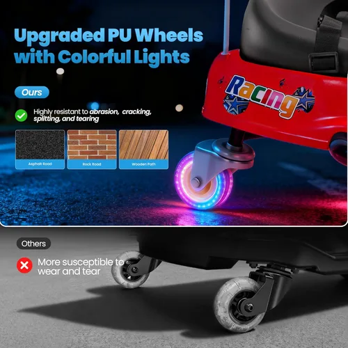 Miniatura 2 de 24V Go Kart Eléctrico de Derivación para Niños de 3+ años, Karts para Montar, Ruedas Luminosas Mejoradas, Interruptor de Dos Velocidades, Antivuelco