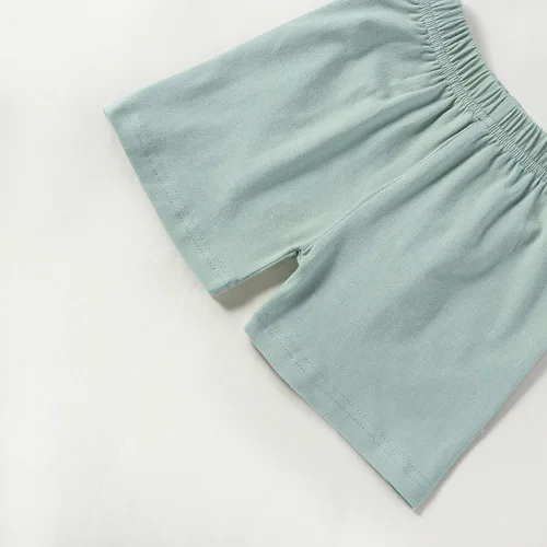 Miniatura 6 de Conjunto de 2 piezas de camiseta sin mangas de color sólido para niñas pequeñas, conjunto de 2 piezas, traje casual de verano