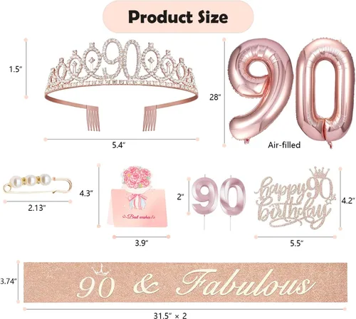 Miniatura 159 de Decoraciones de cumpleaños de 30 años para ella, banda y corona de cumpleaños de 30 años, adorno para pastel de cumpleaños y velas, tarjeta