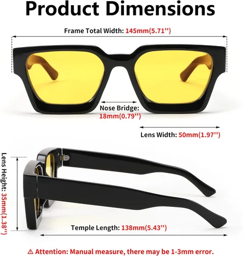Miniatura 113 de FEISEDY Gafas de sol cuadradas retro de los años 90 para mujeres y hombres, gafas de sol rectangulares gruesas de moda con protección UV400 B2385