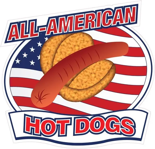 Food Truck Decals All Anerican Hotdogs Concession Restaurant Die-Cut Vinyl Sticker & Sign 10 in on Longest Side