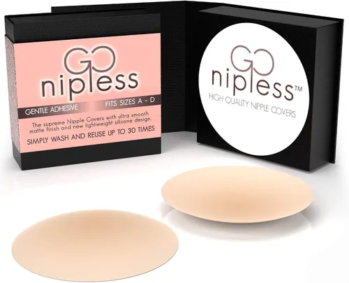 Miniatura 4 de Go Nipless Tapones de silicona autoadhesivos para pezones, tamaño A-DD para mujer, 2 pares, color piel, Desnudo