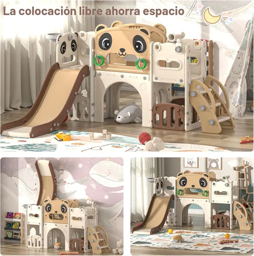 Miniatura 7 de Nyeekoy - Juego de tobogán y escalador 9 en 1 para niños pequeños, para interiores y exteriores, con aro de baloncesto, telescópico y espacio