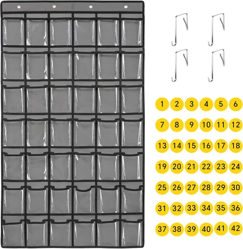 Miniatura 9 de SAVERHO Organizador de bolsillos con 36 bolsillos transparentes para el aula, organizador de bolsillos para sostener teléfonos celulares