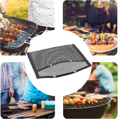 Miniatura 7 de Bolsa de malla antiadherente para parrilla, resistente a altas temperaturas, bolsa de barbacoa reutilizable para carbón, gas, parrillas eléctricas