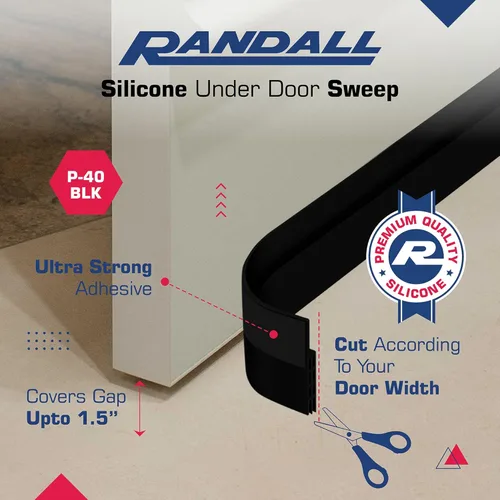 Miniatura 2 de Tope adhesivo para puerta con respaldo de silicona – Sello de puerta adhesivo para puertas interiores y exteriores, insonorizado y aislante de aire