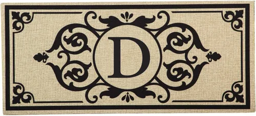 Miniatura 7 de Evergreen Flag Cambridge Monogram Letra A Burlap Sassafras Switch Mat 22" x 10