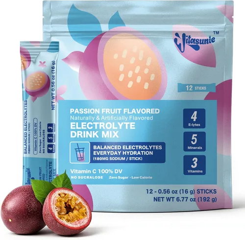 Miniatura 9 de Paquetes de hidratación: polvo de electrolitos sin azúcar con vitamina C, 4 electrolitos, 5 minerales y nutrientes, vegano, paquete variado