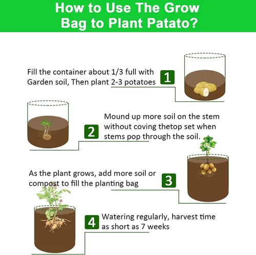 Miniatura 8 de JJGoo Juego de 2 bolsas de cultivo de patatas de 10 galones con solapa, bolsas de cultivo de tela resistentes con asa y ventana de cosecha, macetas