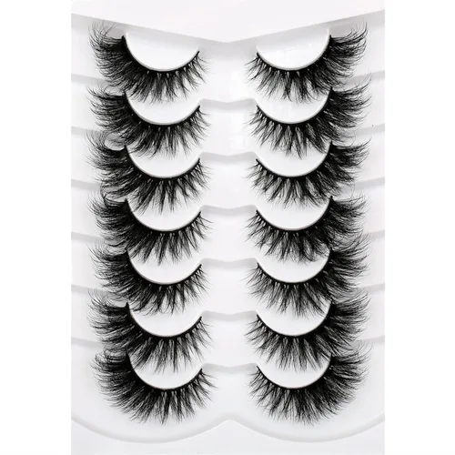 Miniatura 92 de Medias pestañas postizas con banda transparente, finas, estilo ojo de gato, naturales, cortas, pequeñas, acento 3/4, de visón sintético, tiras