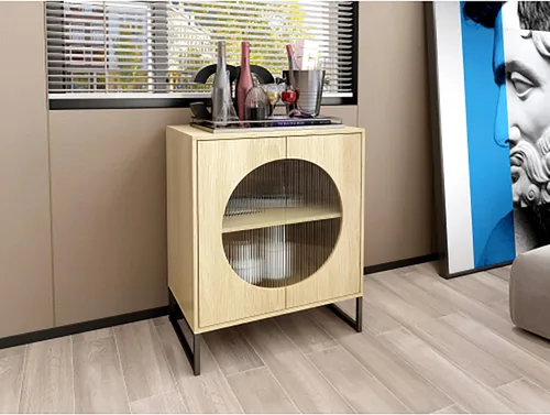 Miniatura 3 de Gabinete con puertas de cristal, gabinete de baño de 26 pulgadas, gabinete de almacenamiento para cocina de pared con 2 puertas, aparador de buffet
