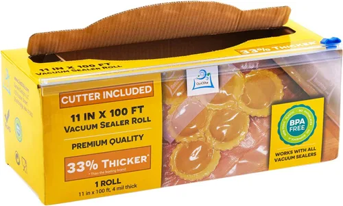 OutOfAir Rollos de Bolsas Selladoras al Vacío de 11" x 100' y Caja Dispensadora con Cortador - Libre de BPA, 4 mil de Espesor - Excelente para Sous