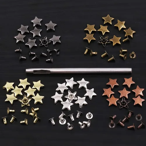 Miniatura 5 de Swpeet 176 piezas de 5 colores de 0.47 x 0.23 pulgadas - 0.472 x 0.236 in remaches de estrella con kit surtido de herramientas de perforación