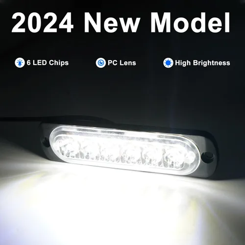 Miniatura 2 de 12V 24V Luz LED Blanca delgada de 6LEDs impermeable para UTV, camión, RV, cúpula, escalón, debajo del salpicadero, cama del camión, maletero