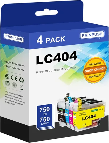 LC404 Cartuchos de tinta de repuesto para cartuchos de tinta Brother LC404 aptos para impresora Brother MFC-J1205W MFC-J1215W (paquete de 4)