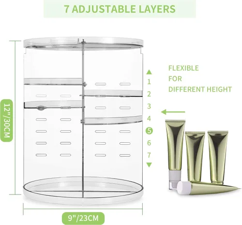 Miniatura 4 de COYAHO Organizador de maquillaje giratorio 360, encimera giratoria, estante de soporte para cosméticos, organizadores de maquillaje y almacenamiento