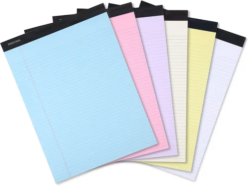 Miniatura 24 de Mintra Office - Blocs de notas tamaño legal, ((Versión básica 6pk - (Versión en colores pastel #2), 8.5 x 11 pulgadas, renglones anchos)) Pastel v2
