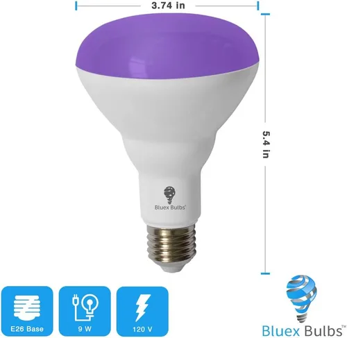 Miniatura 2 de BR30 - Paquete de 2 bombillas LED negras, 13 W (equivalente a 100 W) BR30 E26 para brillar en la oscuridad, nivel 385-400 nm, bombilla negra
