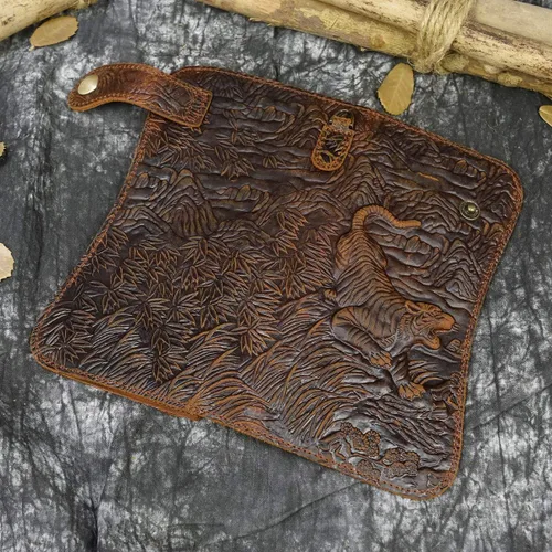 Miniatura 8 de LUUFAN Cartera larga de cuero genuino para hombre tarjetero con bolsillo para monedas