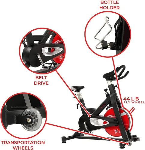 Miniatura 3 de Sunny Health & Fitness Stationary Exercise Bike Machine w/ Adjustable Cushion Seat & Multi-Grip Handlebar, Indoor Cycling Equipment for Home Cardio
