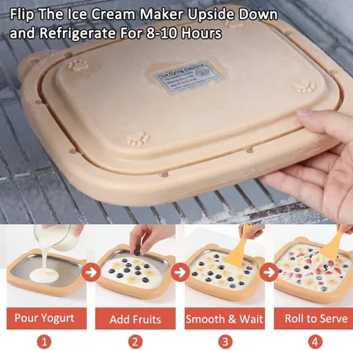 Miniatura 3 de Máquina de helados enrollada mejorada para niños, bandeja de helado instantánea de enfriamiento mejorado, actividad familiar, placa fría de acero