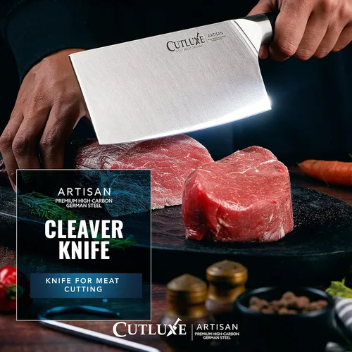 Miniatura 4 de Cutluxe - Cuchillo de carnicero de 7 pulgadas, cuchillo para cortar carne – Hoja de acero alemán, espiga completa, diseño de mango ergonómico