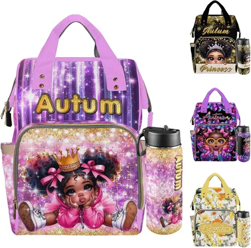 Miniatura 11 de Mochilas personalizadas con nombre personalizado para bebé, bolsa de pañales con monograma con bolsillos térmicos para adultos y niños, impermeable