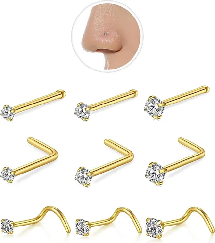 Miniatura 18 de Nose Rings Hoop and Nose Studs Sets for Women Men,Hypoallergenic 316L Surgical Stainless Steel Hinged Clicker Segment Nose Rings Hoop Helix