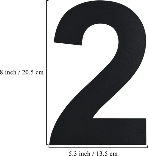 Miniatura 2 de BetLight Números de casa modernos, 8 pulgadas de alto, de acero inoxidable, flotante, número de dirección para exterior/negro/número 2