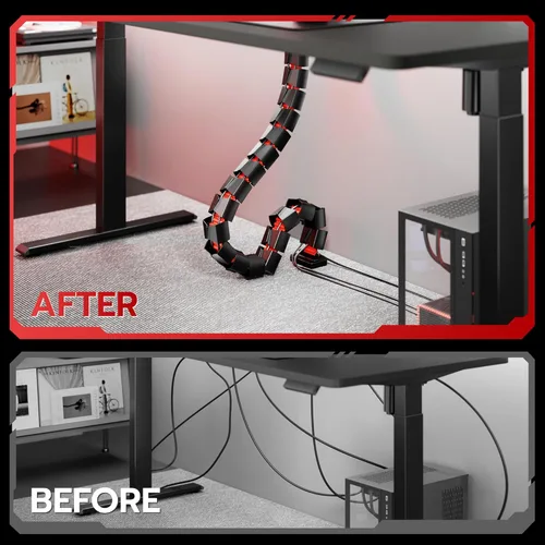 Miniatura 2 de ARES WING Columna de gestión de cables debajo del escritorio, organizador de cables de vértebras con abrazadera para escritorio de pie, organizador