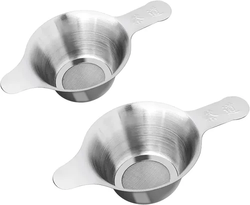 Paquete de 2 coladores de té de malla fina, filtro de té de malla pequeña de acero inoxidable con asa, 2 tamaños diferentes