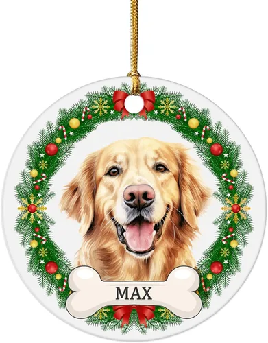 Impreso en EE. UU. Adornos de Navidad personalizados con foto de perro, adorno de árbol de Navidad con nombre y foto de cachorro personalizados,