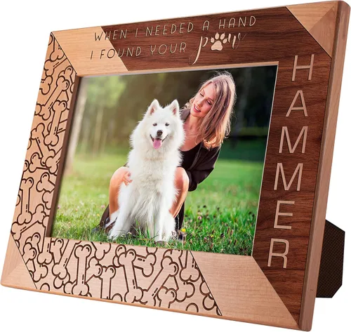 Monumento personalizado para mascotas de 5 x 7, marco de fotos personalizado para mascotas, gato y perro, marco de fotos de madera, marco de
