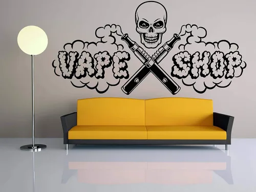 Calcomanía de pared - Decoración de tienda de vapeo - Vinilo - Estilo personalizado - Color V25 - Arte de pared
