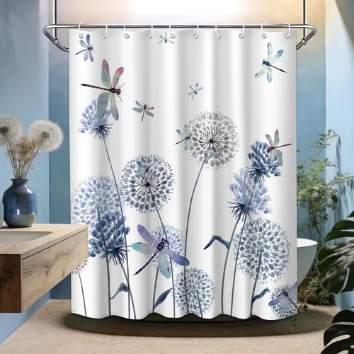 Miniatura 79 de Cortina de ducha floral para primavera y verano, flores silvestres, flores y mariposas, decoración de baño, tela impermeable con ganchos, 70