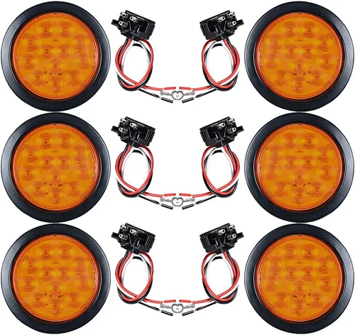 Miniatura 80 de Kit de tapones de cableado con cubierta de hule para luz trasera LED redonda de 4", 12 ledes, para RV, camioneta Luz roja - Lente transparente