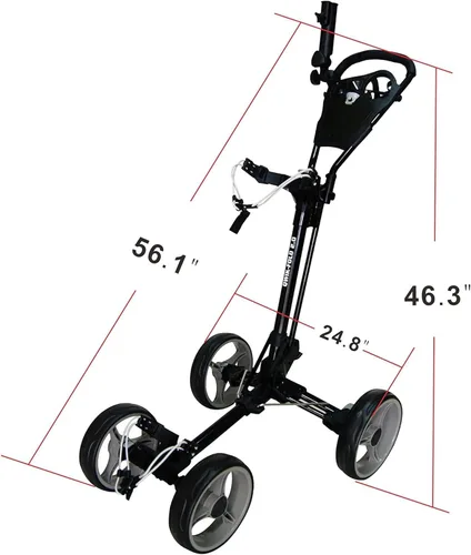 Miniatura 7 de Qwik-Fold Carrito de golf plegable de 4 ruedas, freno de pie, ¡un segundo para abrir y cerrar!