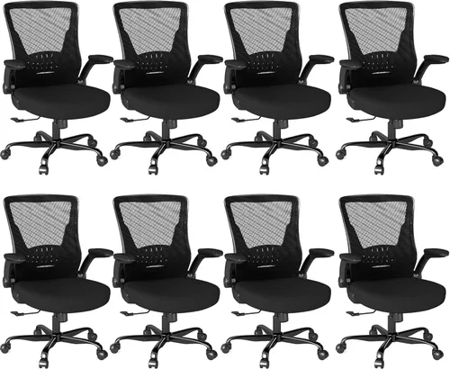 Miniatura 13 de Silla de oficina ergonómica, silla de escritorio de malla con altura ajustable y reposabrazos abatibles, cómoda silla de computadora para largas