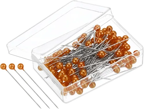 YOKIVE 100 alfileres de costura perlados, aguja de cabeza de bola, alfiler de acolchado recto para tela, ideal para modista, decoración de joyas,