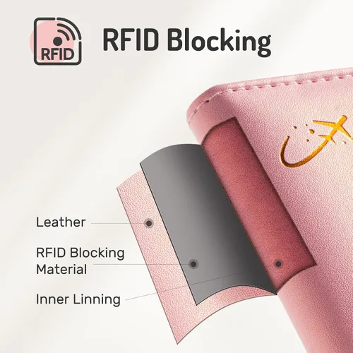 Miniatura 6 de Forvencer Funda para pasaporte con cierre de cremallera seguro, cartera de pasaporte premium para viajes, bonita funda de tarjeta de bloqueo RFID
