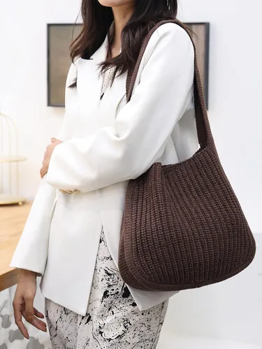 Miniatura 87 de ENBEI Bolsos de hombro para mujer Bolsos de ganchillo Bolso de punto grande Bolso de mano estético para la escuela lindo Bolsas de mano Bolsa