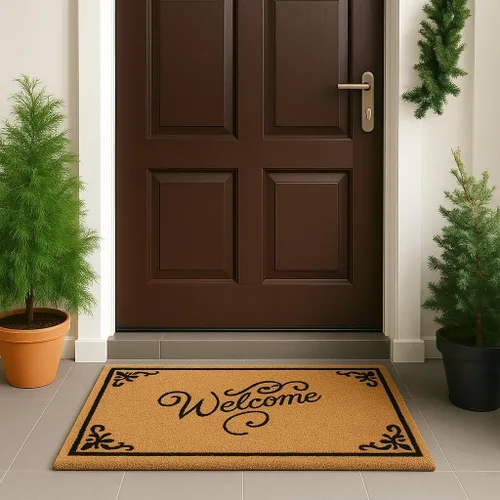 Miniatura 3 de LuxUrux Alfombra de Fibra de Coco de Bienvenida - Respaldo Extra Resistente, 17'' x 30'' Alfombra Natural para Puerta - Fácil de Limpiar, Hermoso