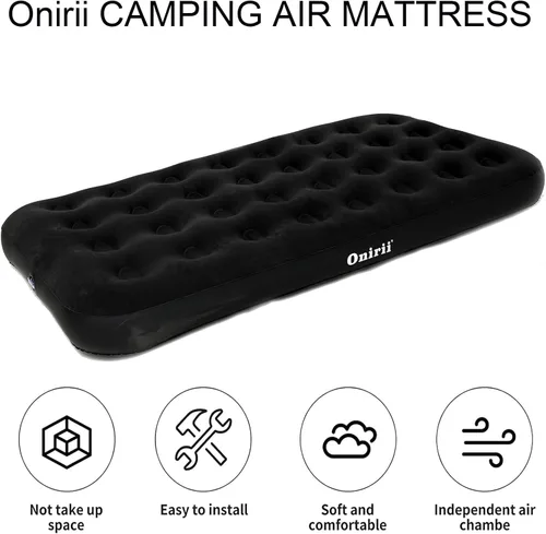 Miniatura 3 de Onirii Colchón de Aire Individual Tamaño Twin para Acampar con Bomba de Aire, Colchón de Aire Inflable de Viaje, Almohadilla de Cama Inflable
