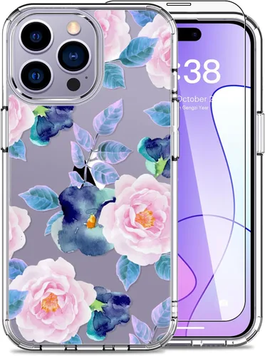 Miniatura 10 de LUHOURI Funda para iPhone 15 Pro Max con protector de pantalla, transparente de acrílico, diseños de moda para mujeres y niñas, funda protectora a